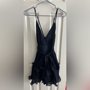 Selfie Leslie navy blue wrap ruffle dress